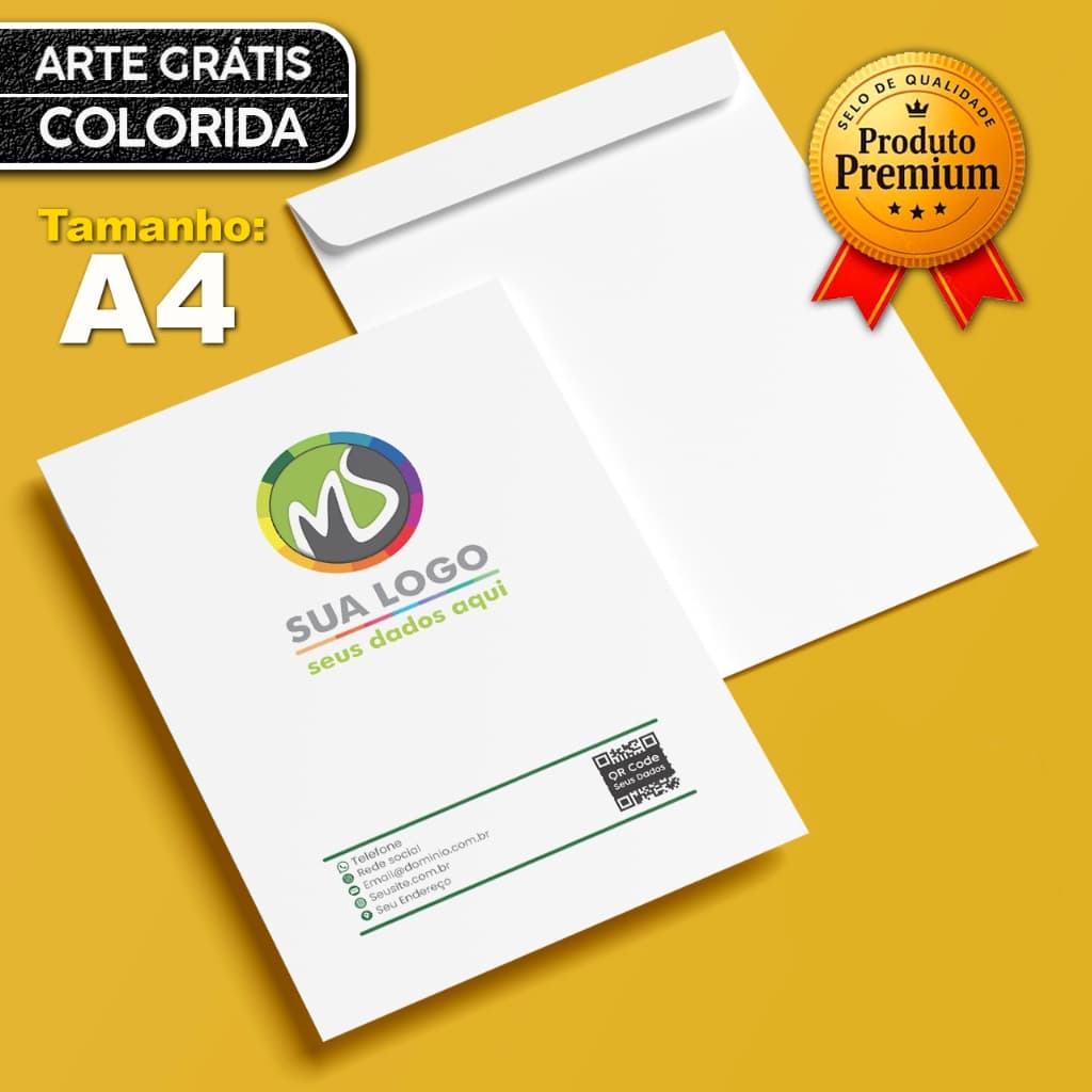 100 Envelopes Personalizados A4  Arte Grátis  Colorido