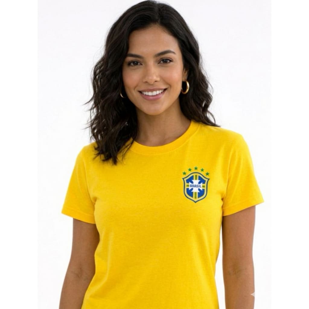 Camiseta Seleção Brasileira Feminina Estampa Copa 100% Algodão Torcida