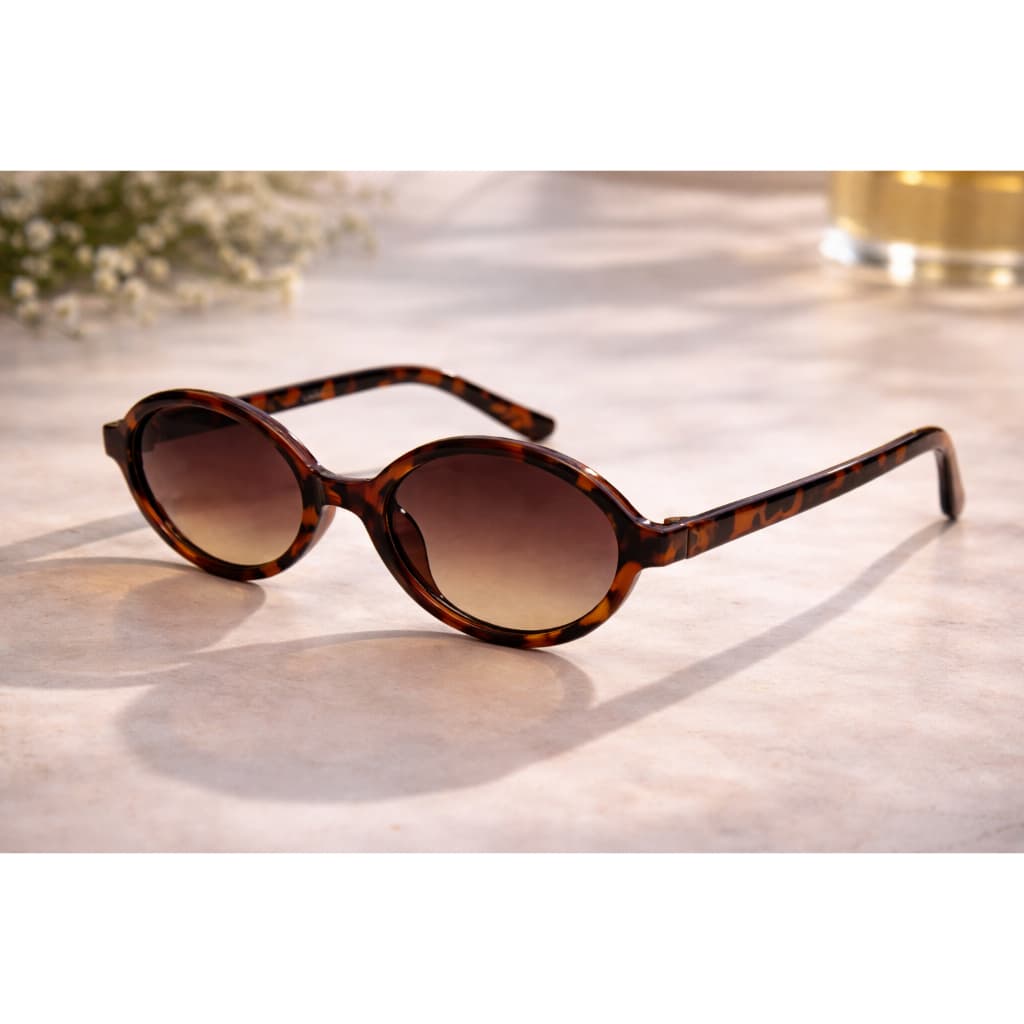 Óculos de sol feminino oval retrô, padrão tartaruga, estilo moderno