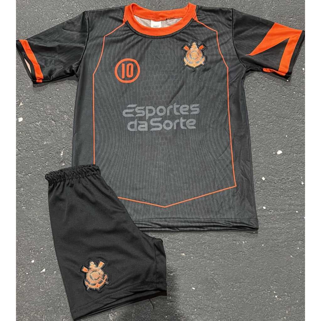 Conjunto Infantil do Corinthians com Escudo Bordado Do 02 AO 14