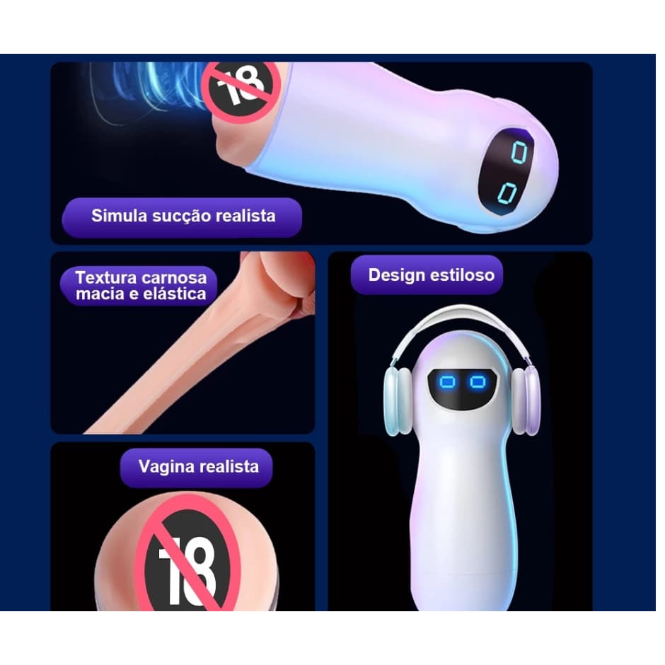 Masturbador Masculino Robô – Realista, Discreto, Silicone Suave, Estimulador Erótico para HomeMasturbador Masculino Robô