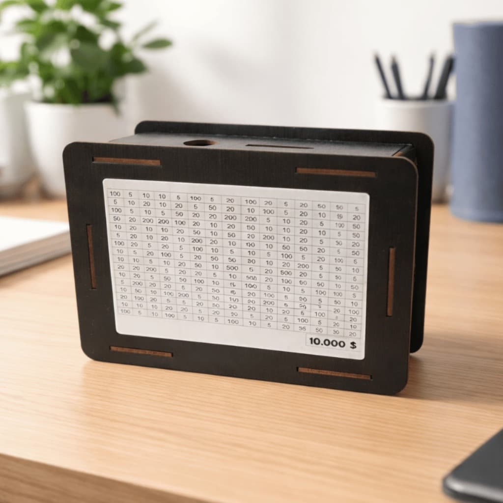 Cofrinho Caixa de MDF Personalizado Desafio Japonês 10000 para Guarda Dinheiro