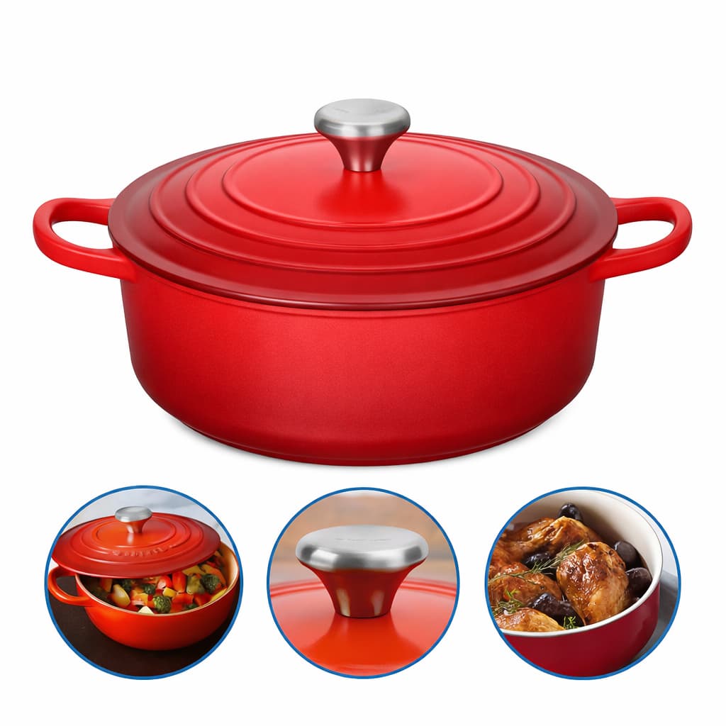 Caçarola Antiaderente Revestido Cerâmico 28cm Ate 7 Litros Vermelho Azul Marinho