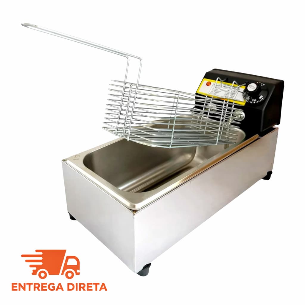 Fritadeira Elétrica Inox Profissional 3,5L Cuba linha industrial ou doméstica
