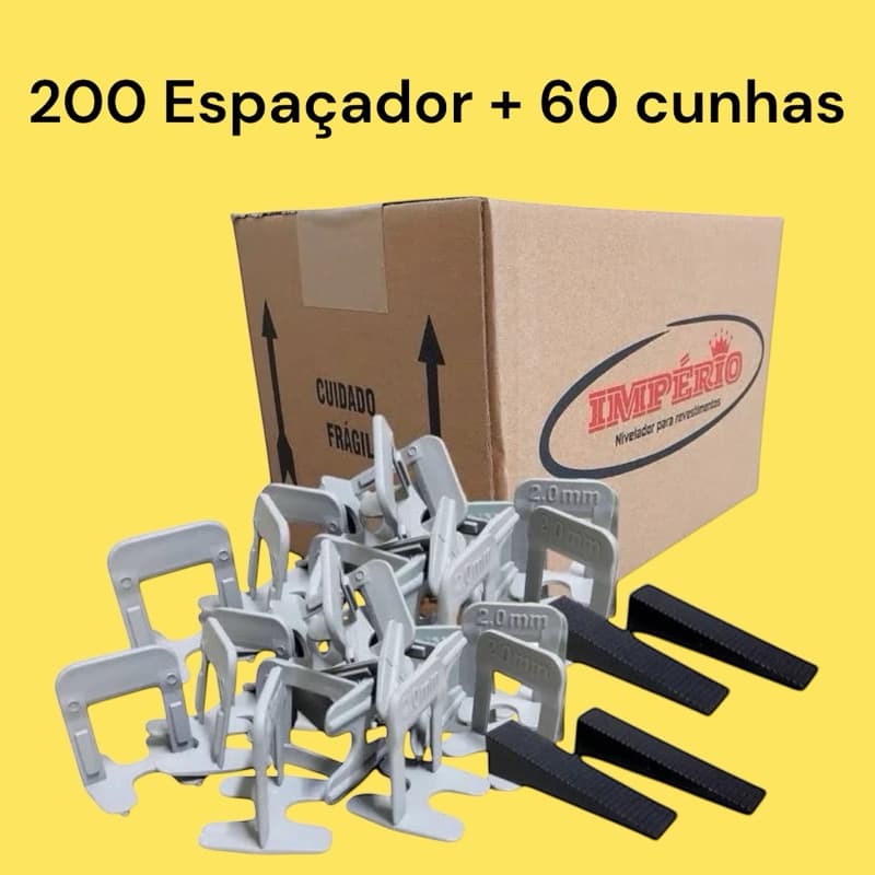 200 Espaçador + 60 Cunhas para Piso Porcelanato Slim