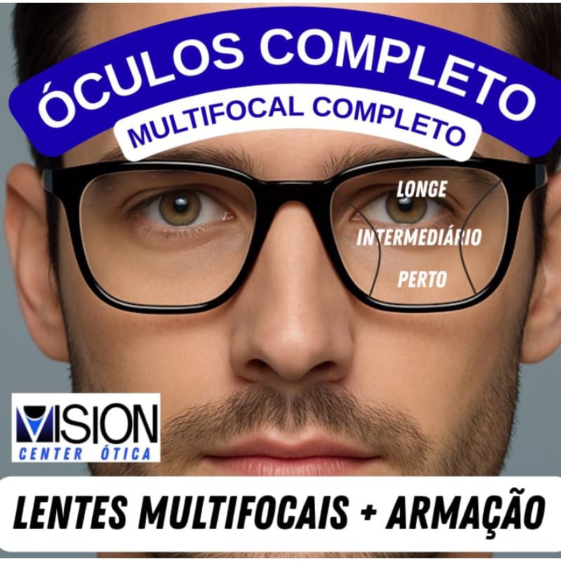 Óculos de grau multifocal completo. Miopia hipermetropia astigmatismo presbiopia