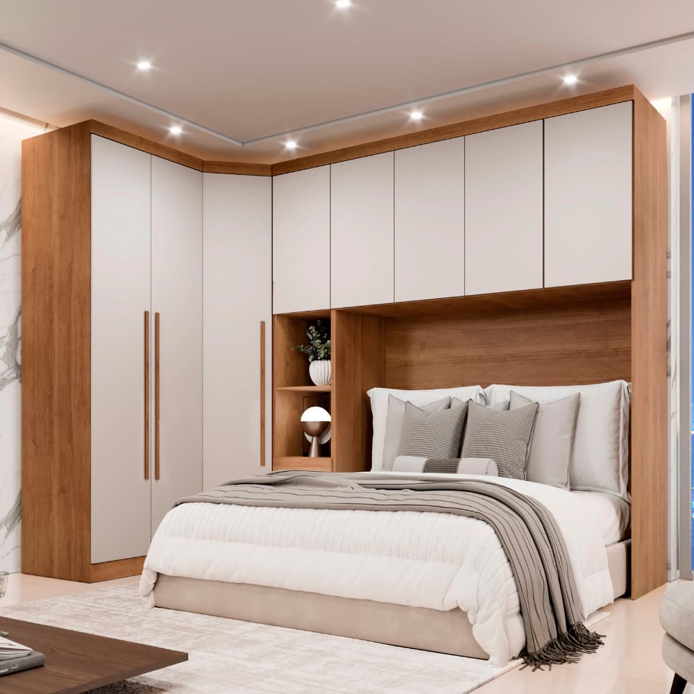 Guarda Roupa Modulado Casal Safira 008 em MDF Com 8 Portas e 4 Gavetas Una Mobília