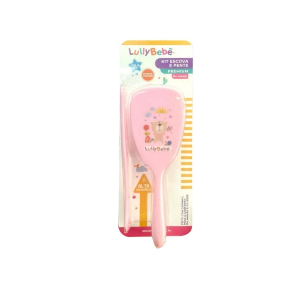 ESCOVA BABY CABELO LULLY + PENTE ROSA