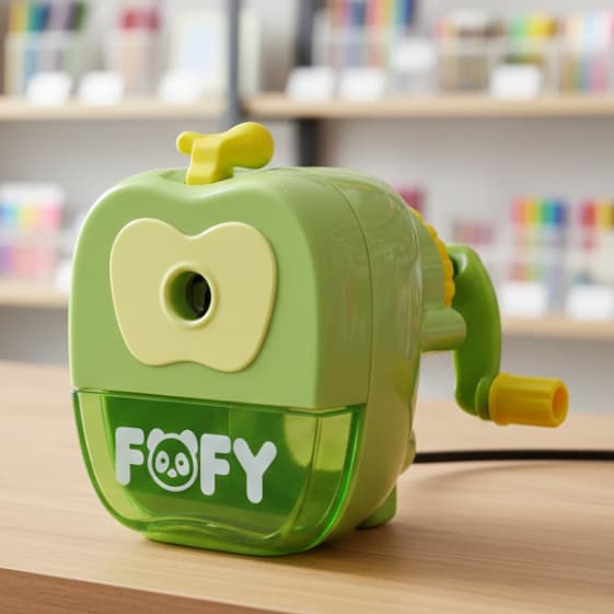 Apontador Escolar de Mesa Fruta Maçã com Manivela e Gaveta