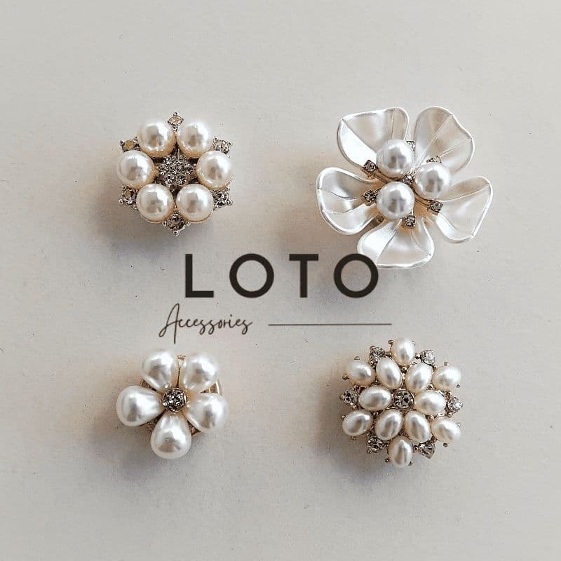 2 Peças Capa de Botão Abotonadura de Camisa de pressão Pérolas Flor com clipes, joias de roupa