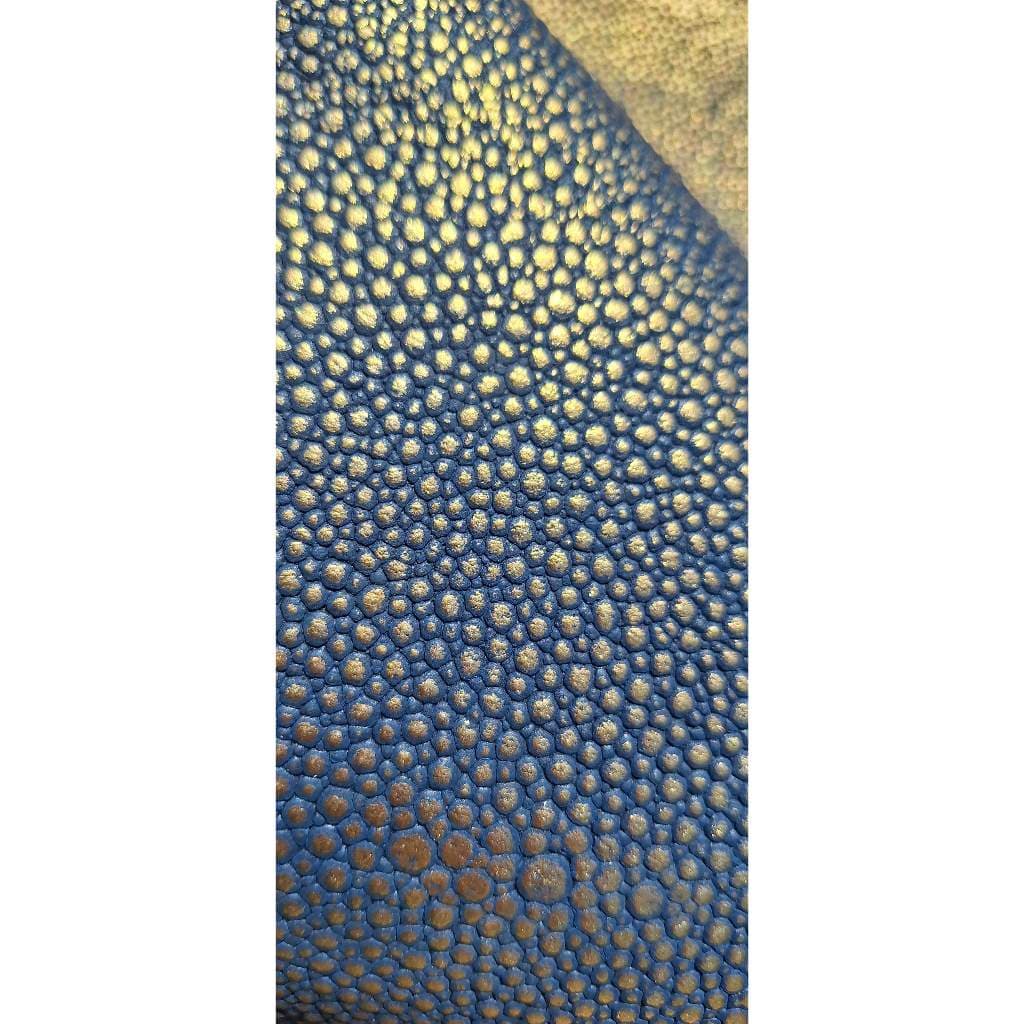 Retalho Couro Azul Marinho, com Bolinhas Dourado