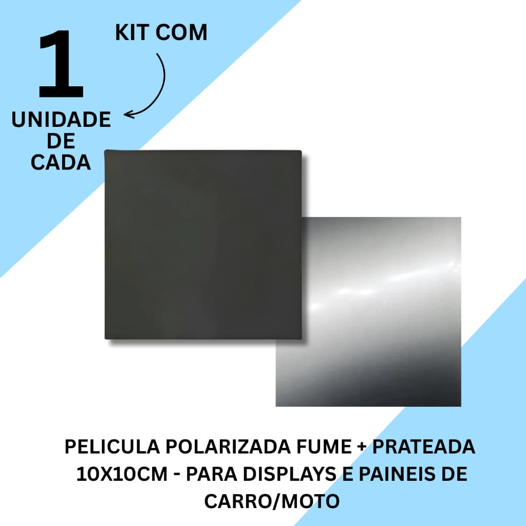 Kit 10x10cm Pelicula Polarizada + Prateada - Polarizadora