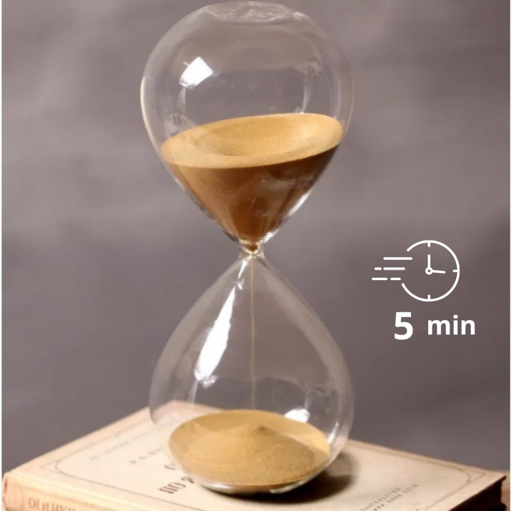 Ampulheta 5 Minutos Pequena de Vidro e Areia Colorida Decorativa Envio Rápido