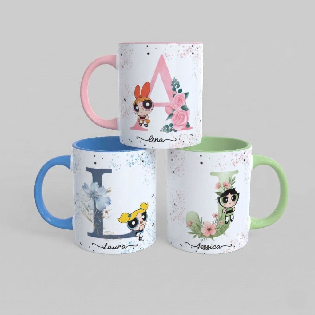 Caneca de Porcelana Personalizada com o Nome Docinho Lindinha Florzinha Meninas Super Poderosas