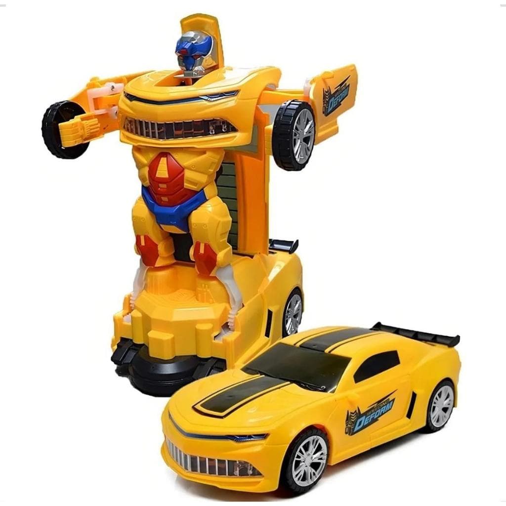 Carrinho De Brinquedo Camaro Amarelo Se Transforma em  Robô Som E Luz Cor Amarelo Bate E Volta Gira