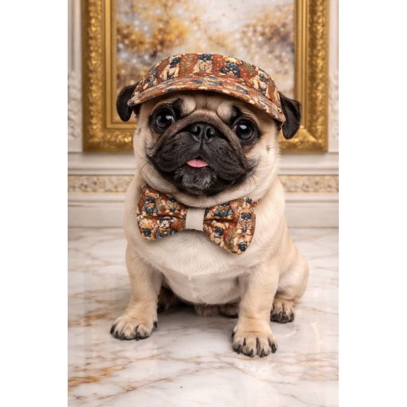 Boné Pet + Gravata Borboleta Pug Luxo | Kit Cachorro PP ao GG 100% Tricoline Ajustável Pet Fashion
