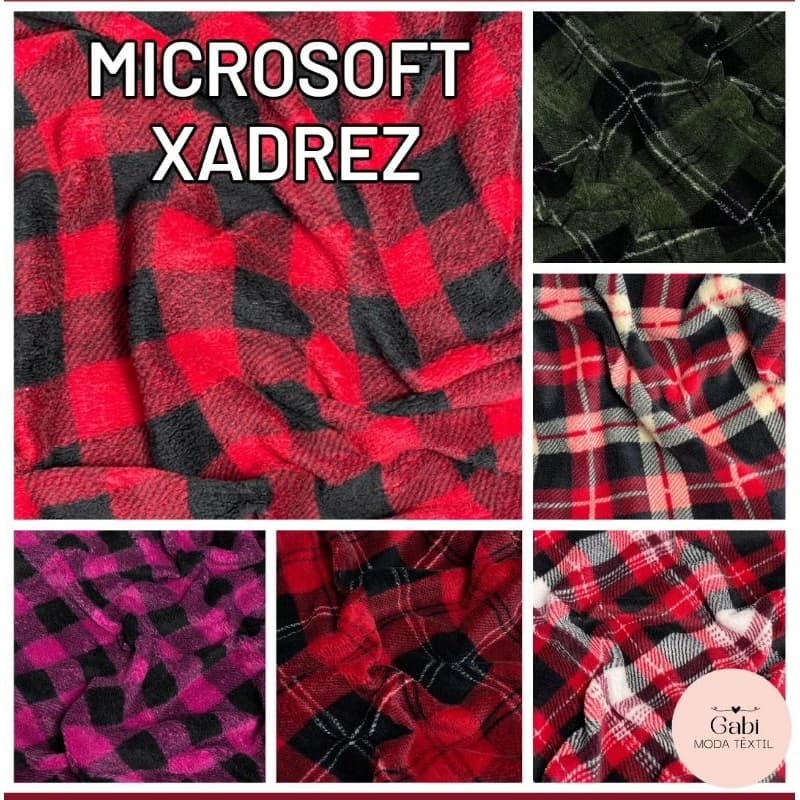 Tecido Microsoft Inverno Xadrez (1m x 1,60m) Lindo,Macio,Elegante