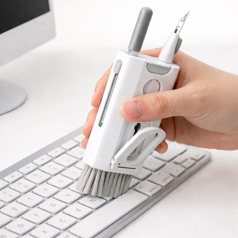 Kit Limpeza 8 em 1 Multifuncional Escova Teclado Fone Bluetooth Pc Notebook Celular Removedor Poeira