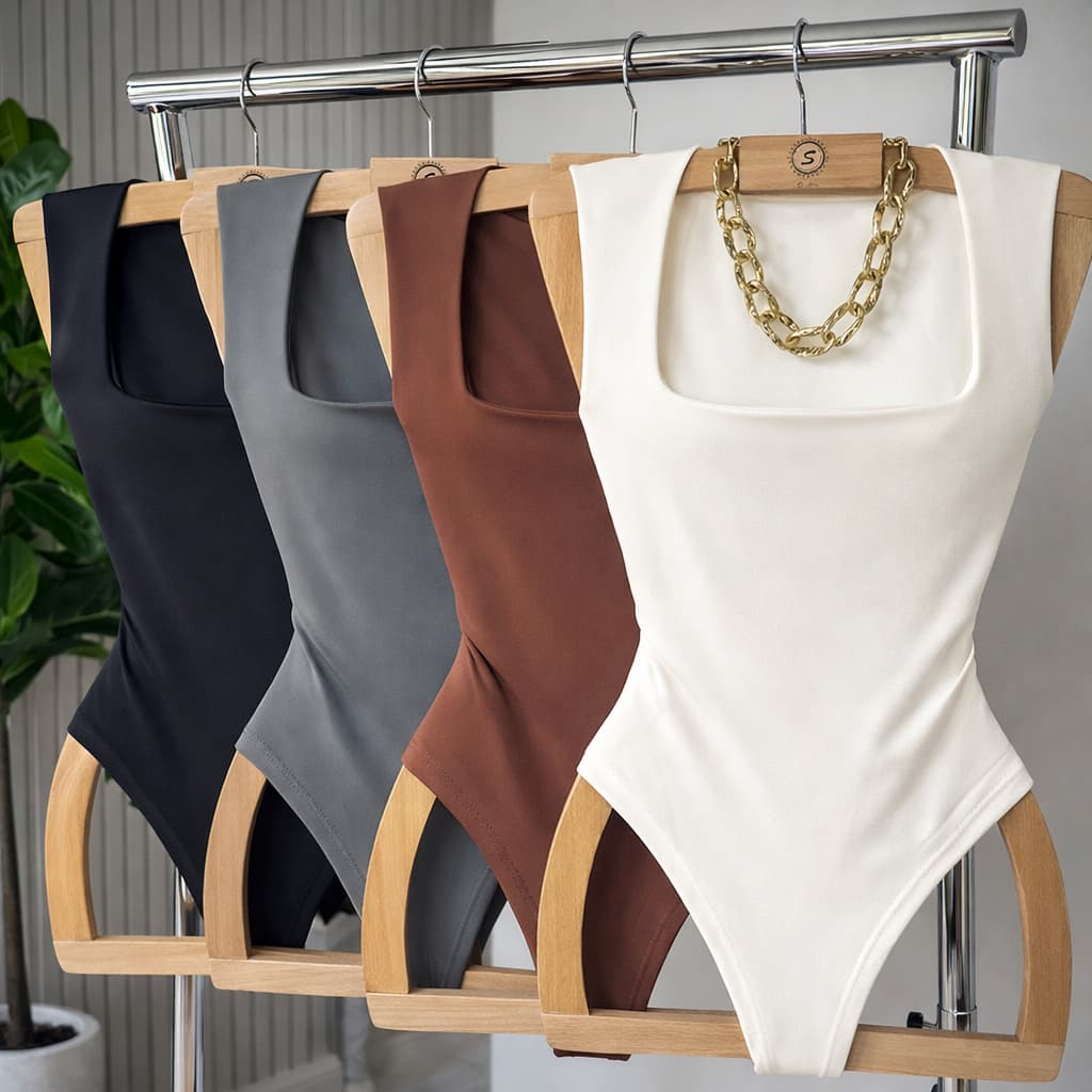 KIT 3 BODY FEMININO REGATA SUPLEX DECOTE QUADRADO FORRO DUPLO