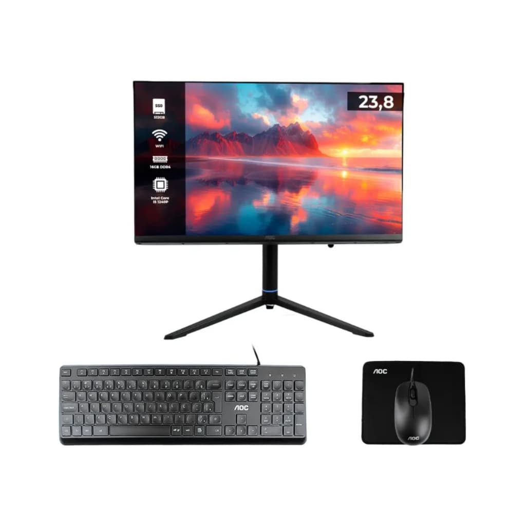 Computador All In One AOC 23.8” Intel Core i5 16GB RAM 512GB SSD Full HD Windows 11 UPS Integrada