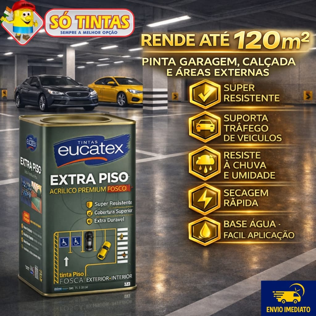 Tinta para Piso Eucatex Extra Piso 18L, Lavável, Ideal para Piso Externo e Muros