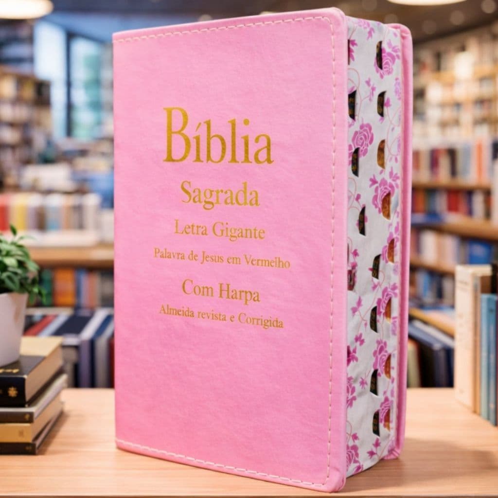 Biblia Feminina Letra Grande | Harpa & Corinhos | RC | Luxo Rosa