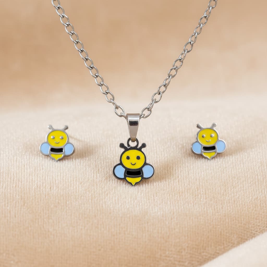 Conjunto INFANTIL Colar e Brinco AÇO INOX Antialérgico Vários Modelos não escurece