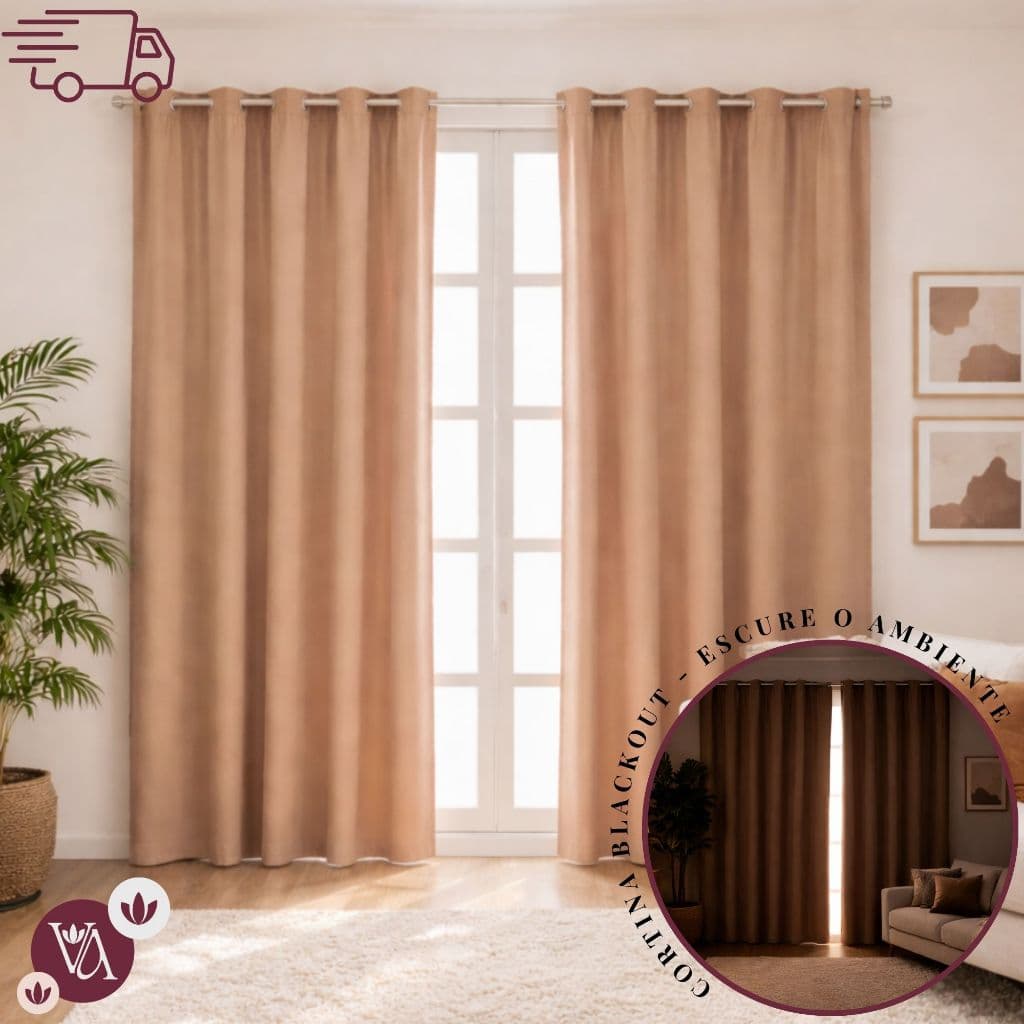 Cortina Blackout PVC Corta 100% a Luz 2,80 m x 2,30 m para Sala, Escritorio, Quarto