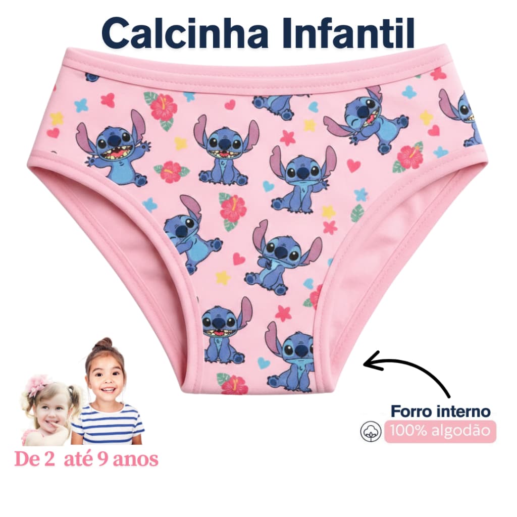 Kit 10, 8, 4 Calcinha Infantil Tanga Estampada Conforto Tecido Microfibra Com Forro Algodão AF