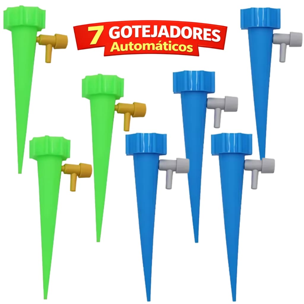 Kit Com 7 Gotejador Irrigador Acoplável Em Garrafa Pet Jardim Dosador Vaso Em Garrafa