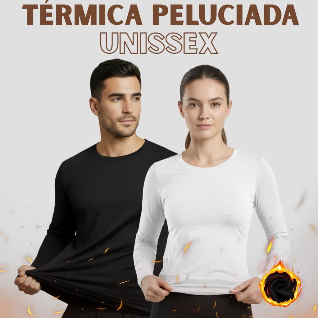 Camiseta Térmica Peluciada Unissex – Segunda Pele de Inverno com Interior Macio Super Quente