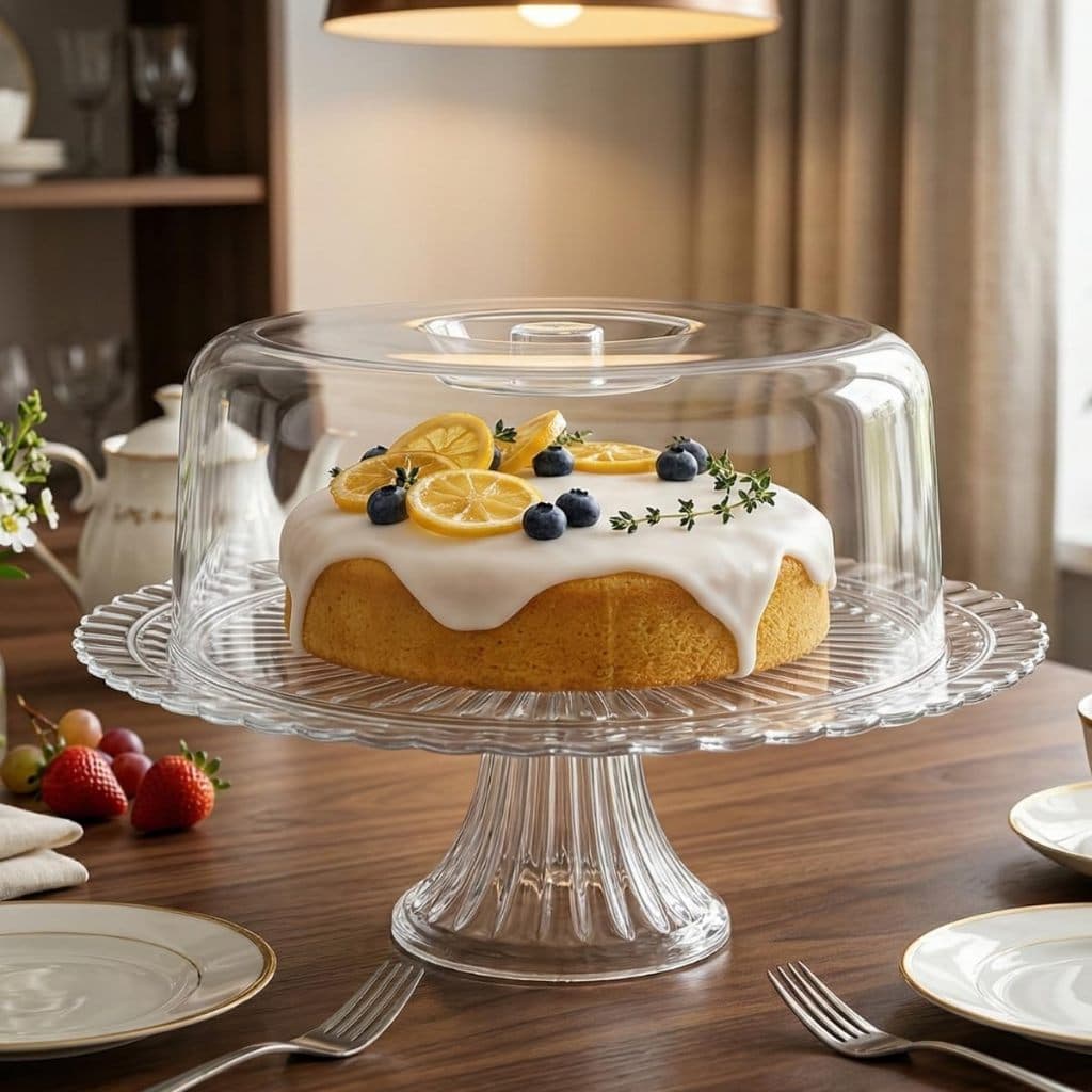 Ruvolo - Boleira de Vidro New Gourmet com Pé e Tampa 32cm - Prato para Bolo