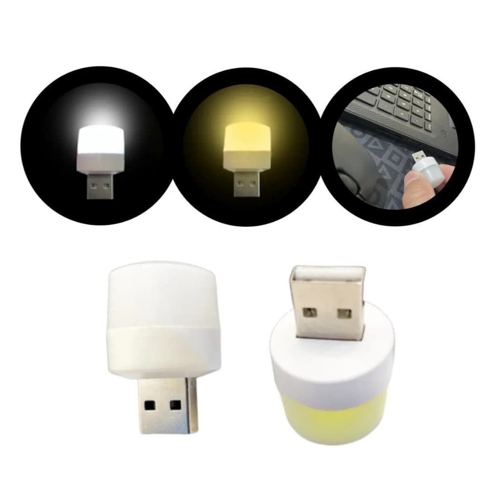 Mini Lâmpada Led Usb 6000k 1w Luz Fria Branca Quente Amarela