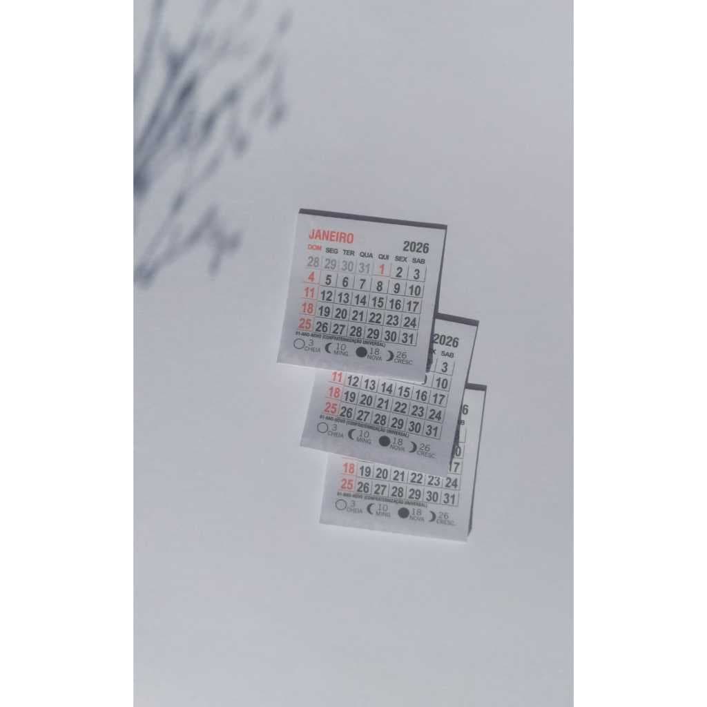 100 blocos mini calendarios 5x5 cm para personalizar - 2026 - calendario