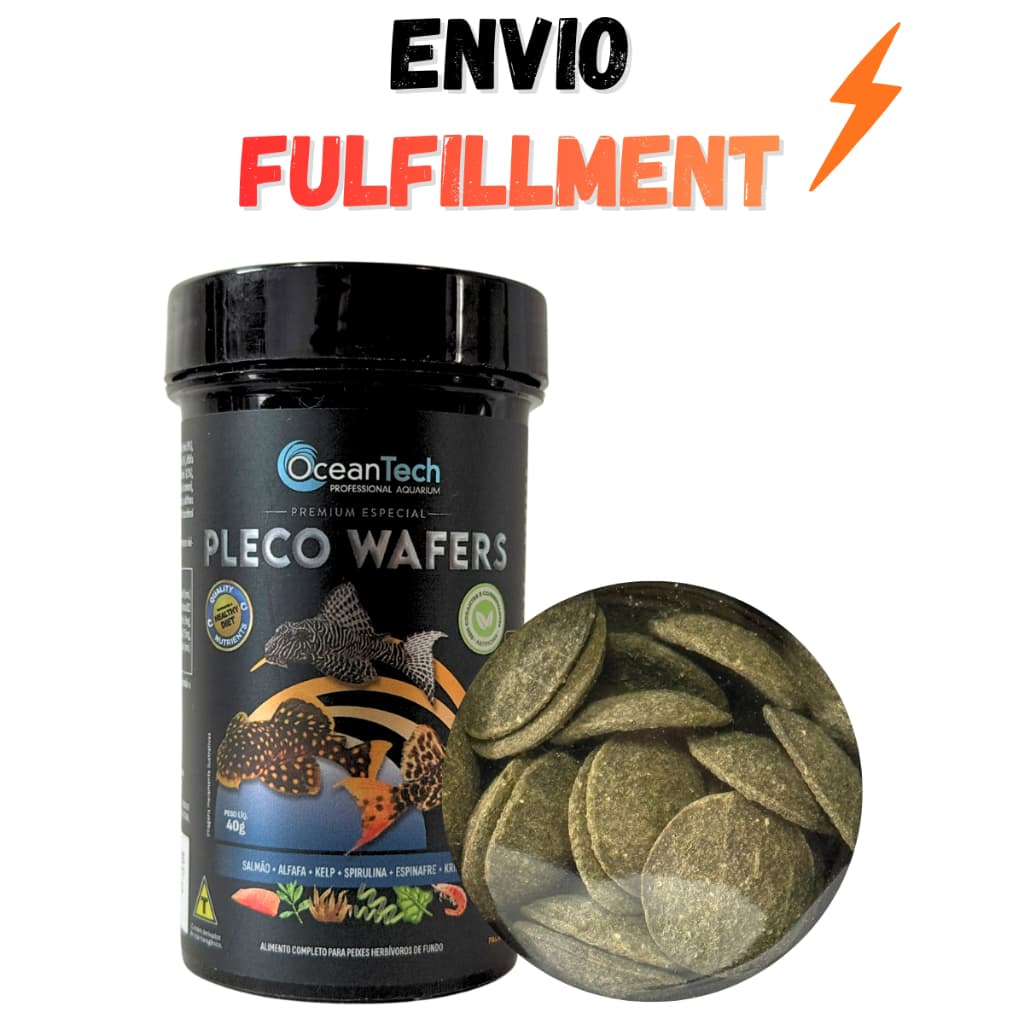 Ração Ocean Tech Pleco Wafers para Cascudos com Spirulina, Algas e Alta Digestibilidade