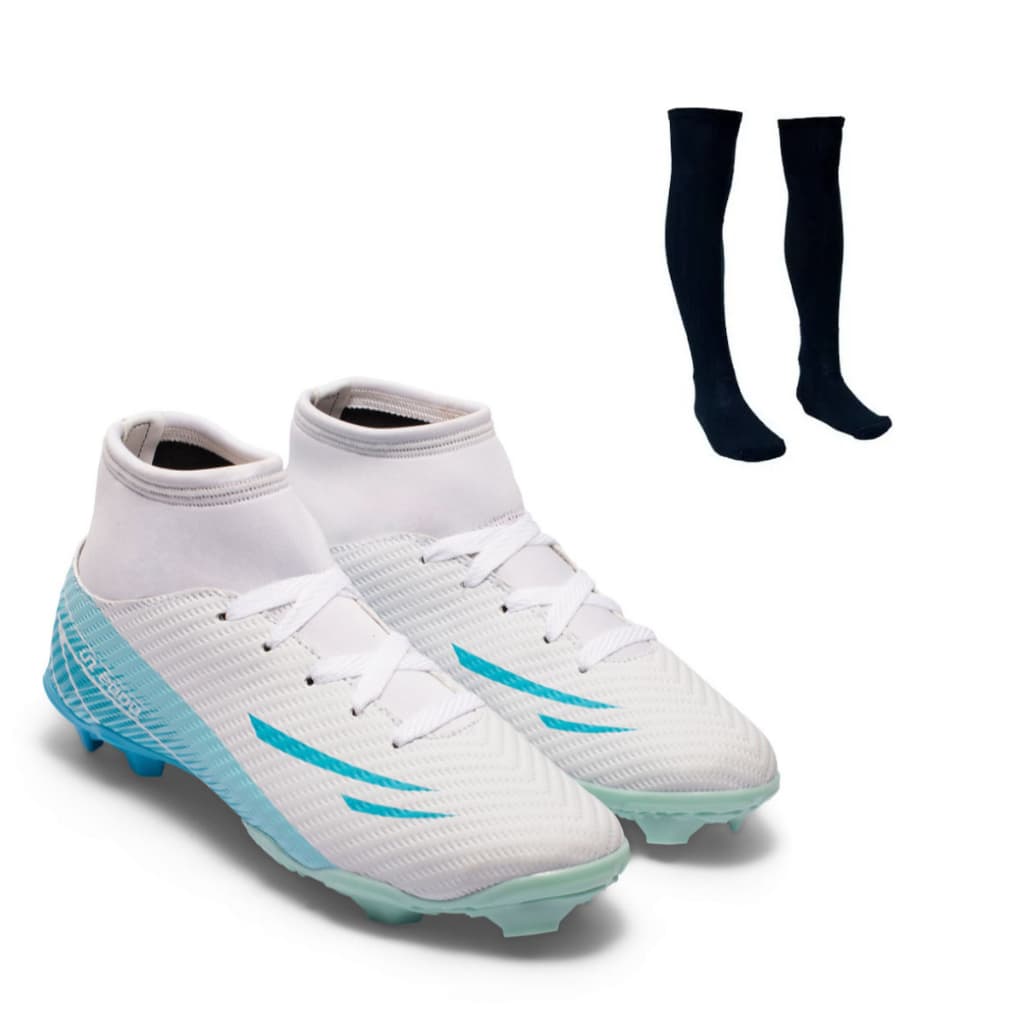 Chuteira Campo UZ 2000 Adulto Botinha Cano Alto Com Travas Novo Uzze Sport + Meião