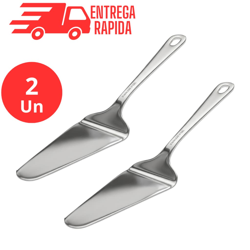 Kit 2 Espátula Cortar Bolo Aço Inox Premium Torta Pudim Pães Pizza Utensílio Cozinha Confeitaria