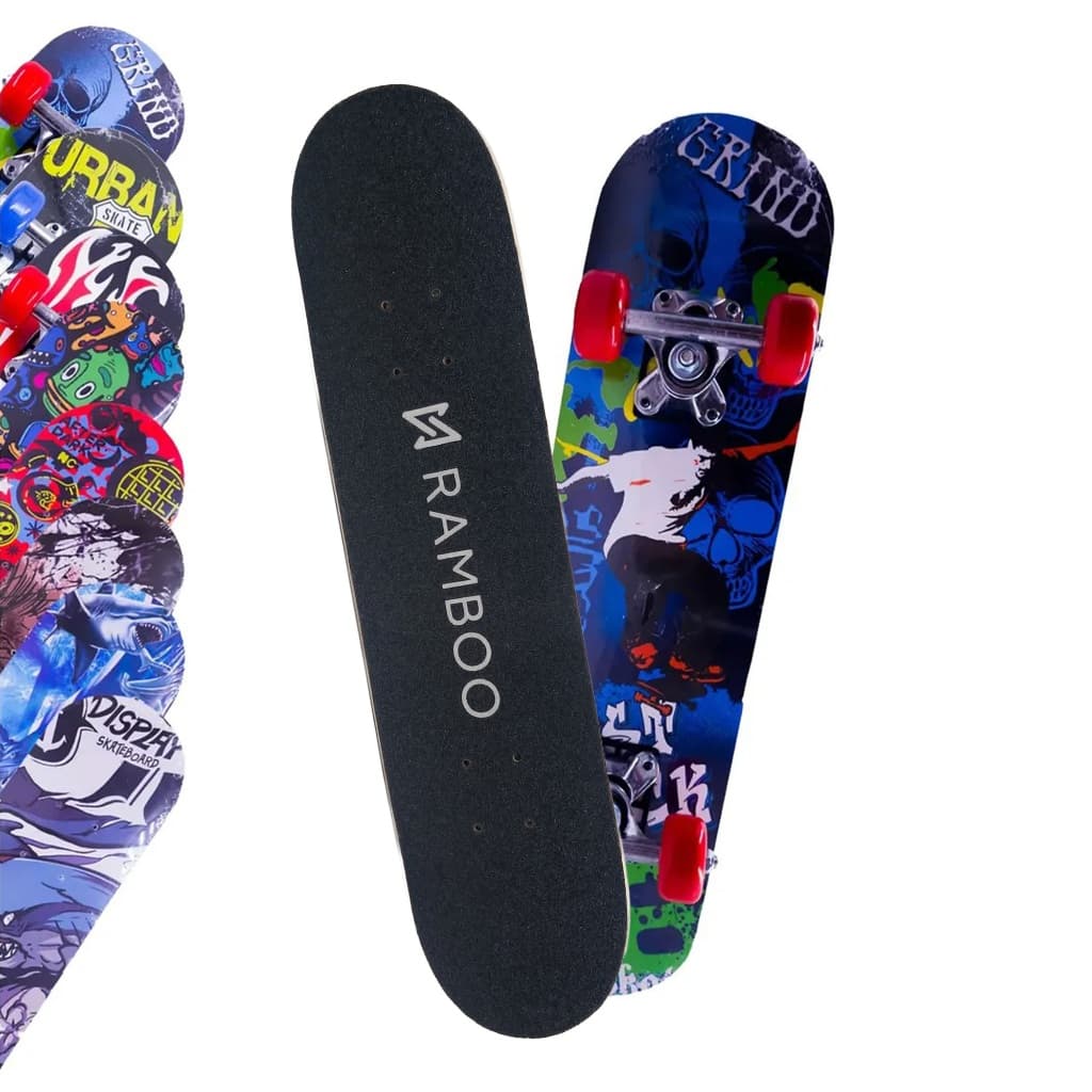 Skate Infantil Semi Profissional Montado Estampado 60cm 45kg