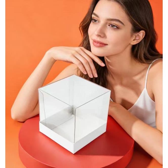 KIT 10~40 caixas para bolo 15x15x15 com tampa de acetato branco