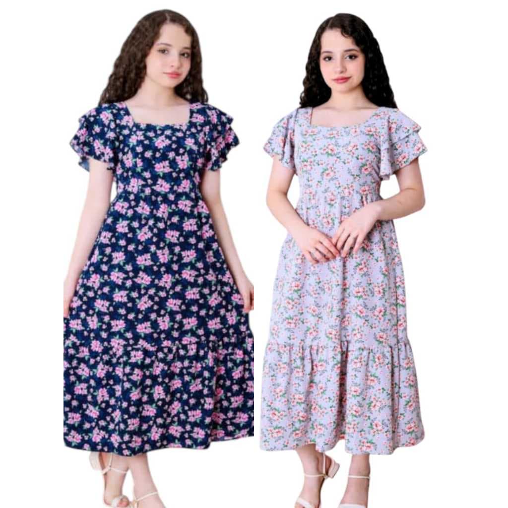 Vestido juvenil Infantil mangas 2 babados evangélico 3 marias princesa