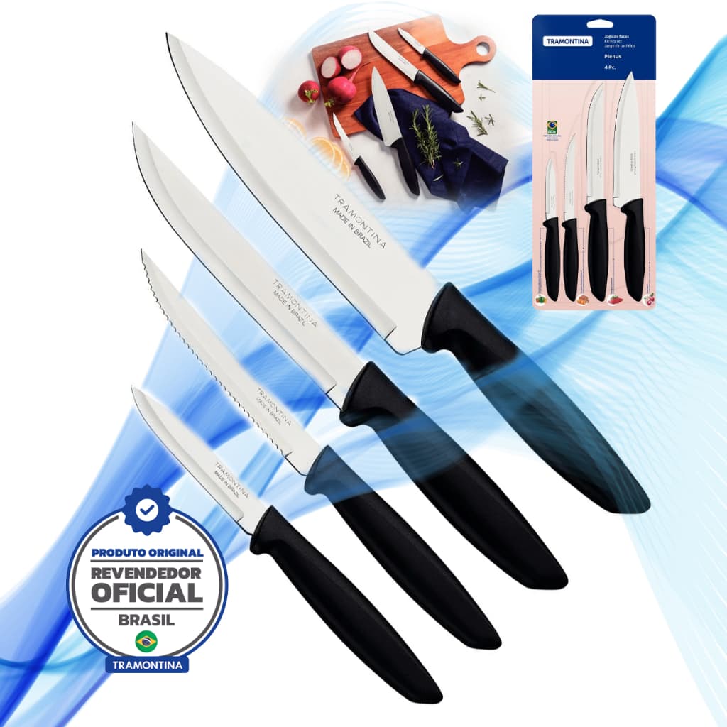 JOGO DE FACAS PLENUS EM ACO INOX 4 PECAS