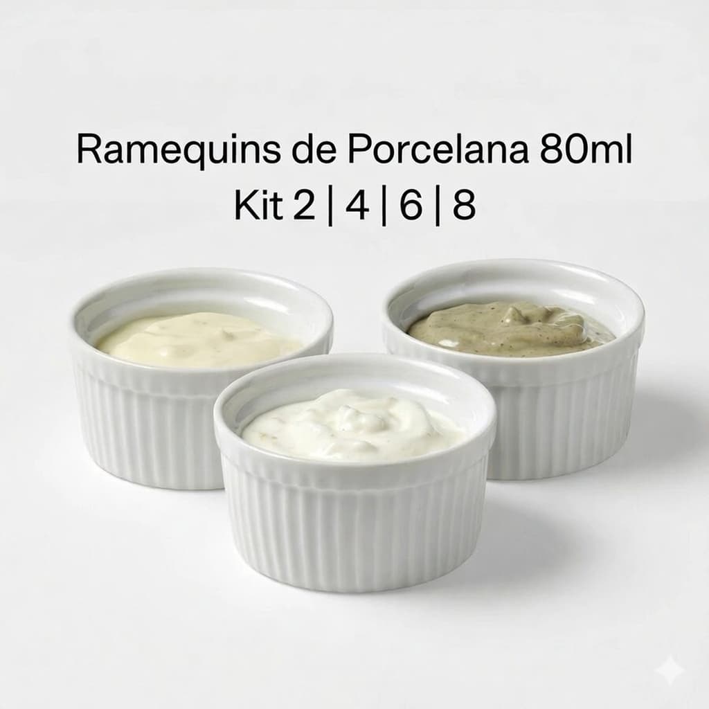 Kit 2 4 6 8 Ramequins Porcelana 80ml | Molhos Porções Restaurante Buffet Sobremesas Porcelana Premium