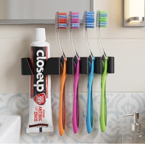 Suporte de Escova de Dente e Pasta | Organizador Parede Banheiro | Porta Escova Familiar