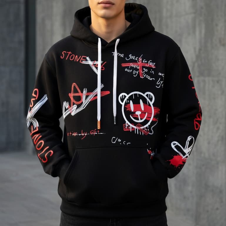 Blusa Moletom Canguru Unissex Estampa De Cartoons Urso Streetwear Para O Inverno