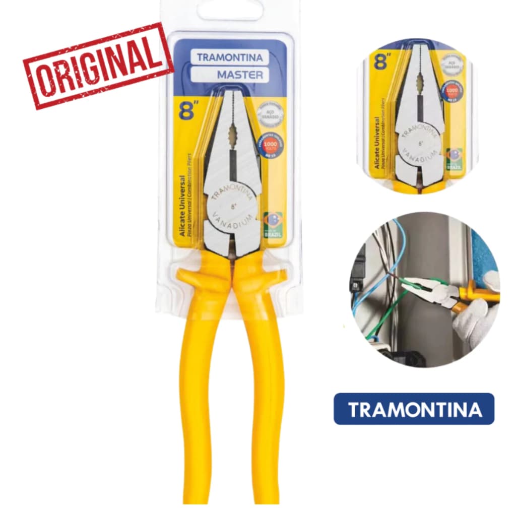 Alicate Isolado para Eletricista Tramontina 8 Pol. 1000V – Profissional, Cor Amarela, Normas NR10