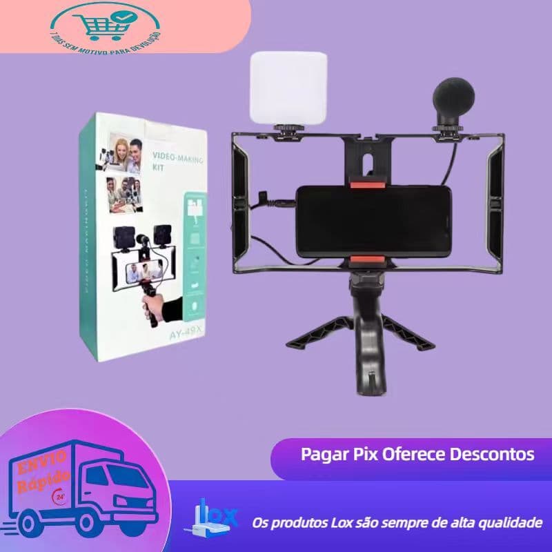 Kit Estabilizador Video Making Suporte De Gaiola De Coelho Com Tripés Móvel Para Celular E Câmera