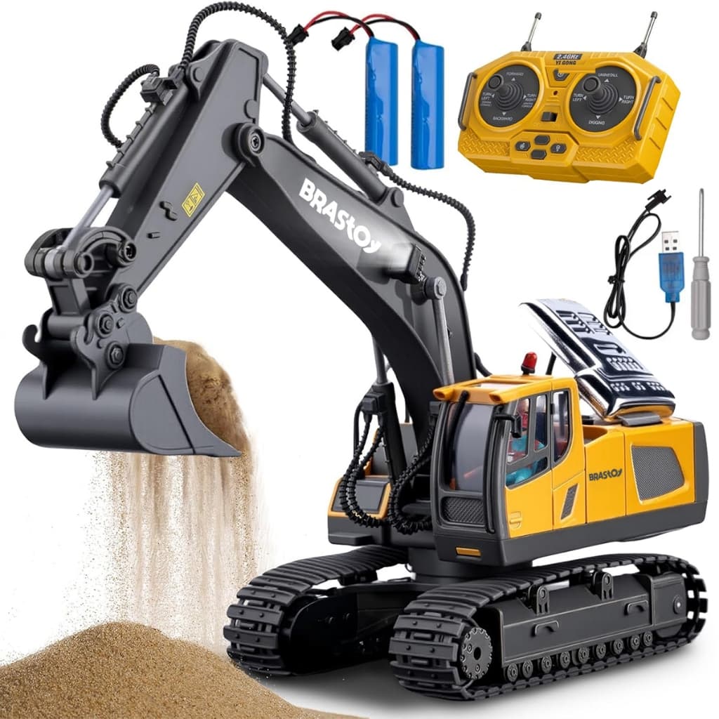 Brastoy Brinquedos de escavadeira com controle remoto 2 * Bateria recarregável