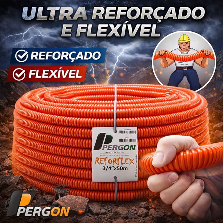 🟠🔧 Qualidade que rende na sua obra!  Conduíte corrugado laranja Canduit, reforçado e pronto pra sua laje 💪