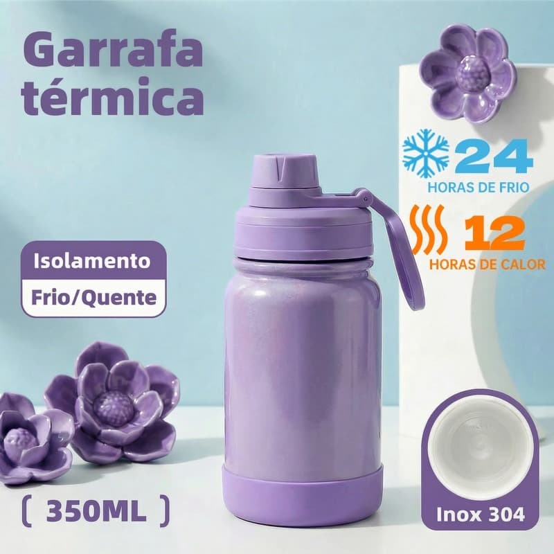 Garrafa térmica inox Portátil  350ml SUS 304 Colorida Pintura Arco-íris Piscant frio e quente-XR-66