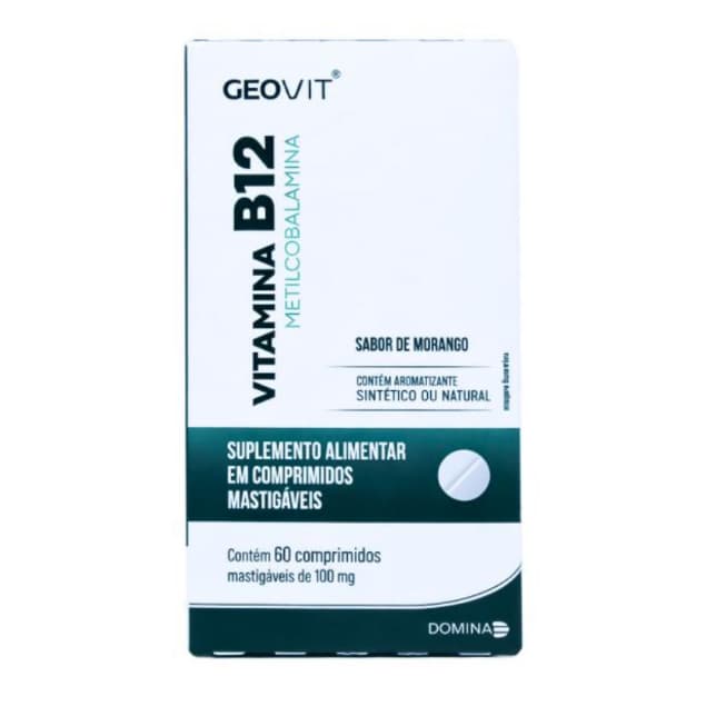 Vitamina B12 Geovit Com 60 Comprimidos Mastigáveis Sabor Morango